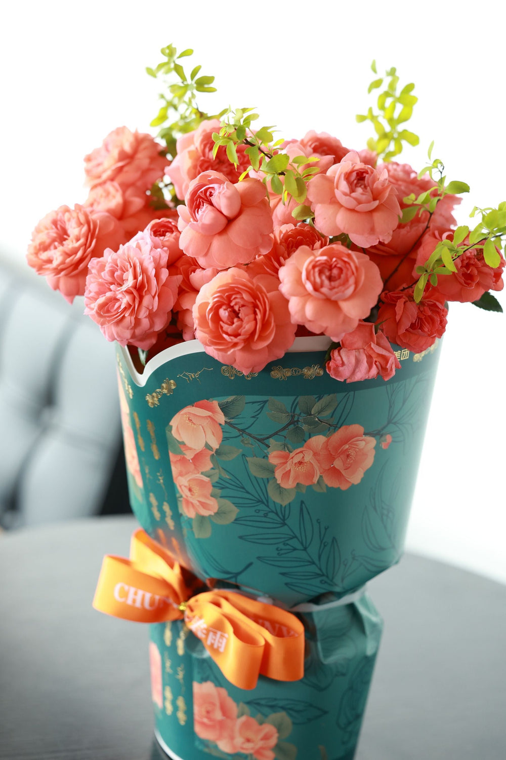 Pink roses arranged as a gift bouquet