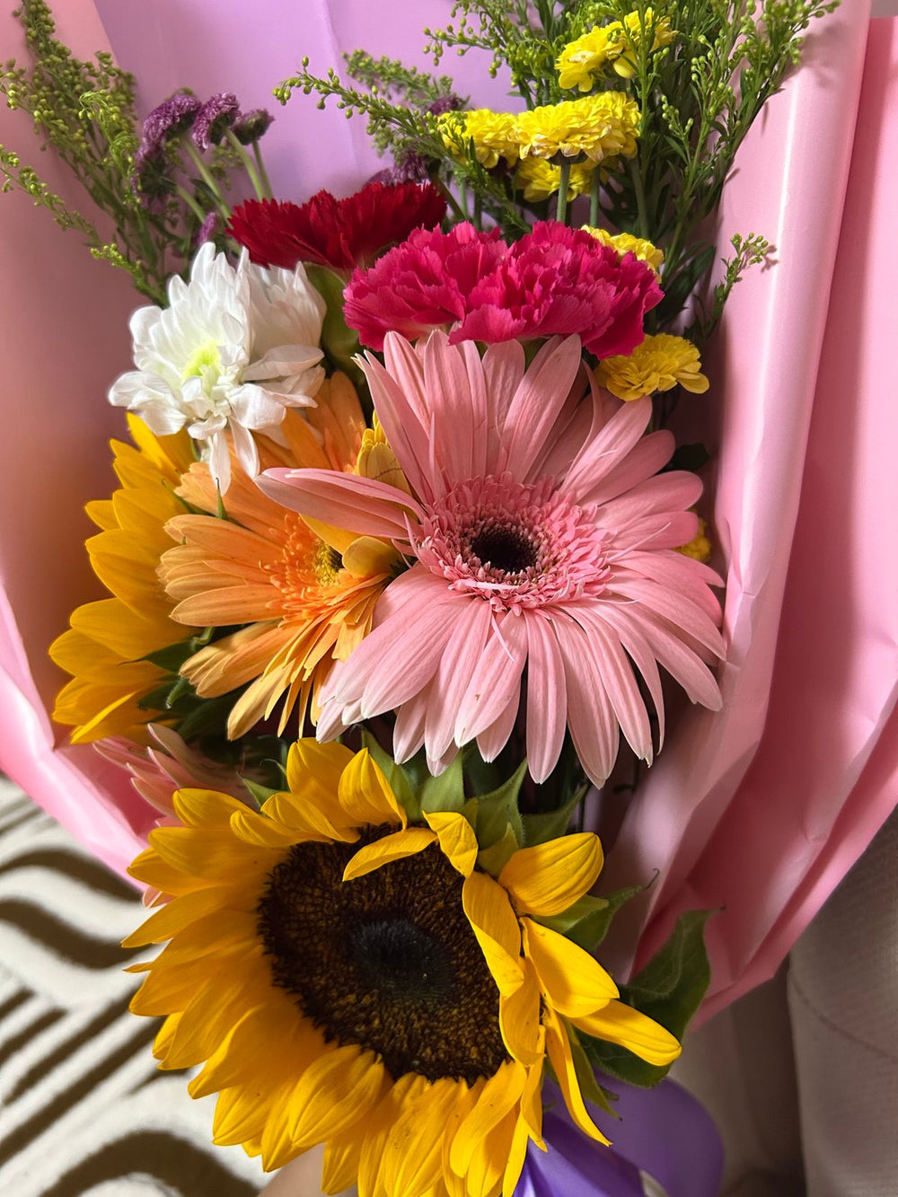Sunflower, Gerbera & Carnation Bouquet