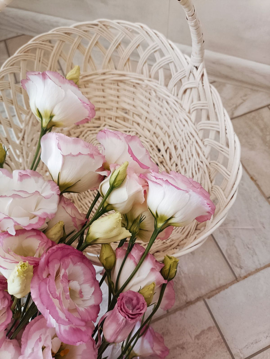 Pink & White Lisianthus Basket