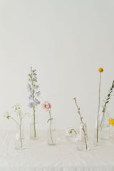 Simple clear glass vase with floral stems against a white surface; category example, not the exact 20 cm cylinder or included flowers. Photo: cottonbro studio / Pexels.