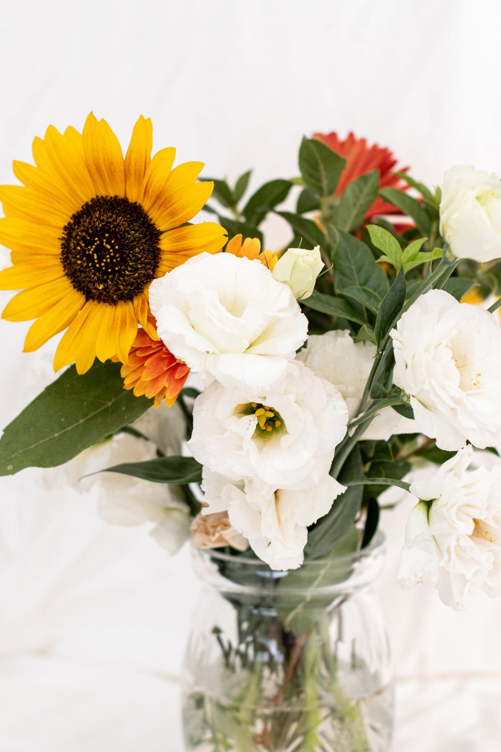 Sunflower & White Rose Bouquet